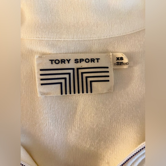 Tory Sport Burch Ivory Asymmetrical Pullover Half Zip White XS Track Jacket - Picture 3 of 10